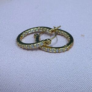 Elegant‎ Gold and cubic zirconia Hoop Earrings